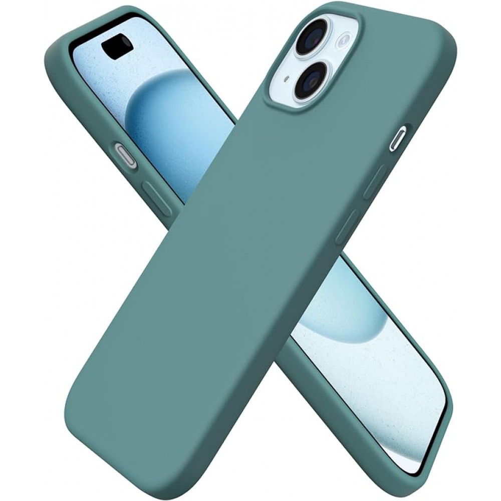 360 Slim Liquid Silicone Phone 15 Case -Pine Green