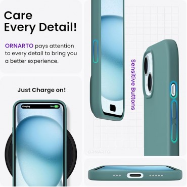 360 Slim Liquid Silicone Phone 15 Case -Pine Green