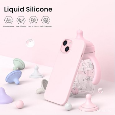 360 Slim Liquid Silicone Phone 15 Case -Pink