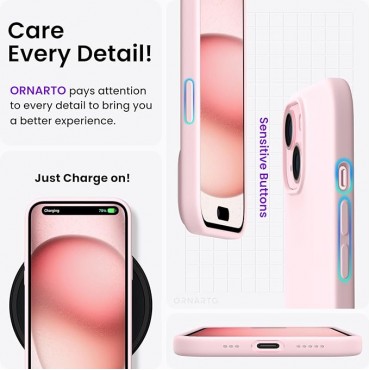 360 Slim Liquid Silicone Phone 15 Case -Pink