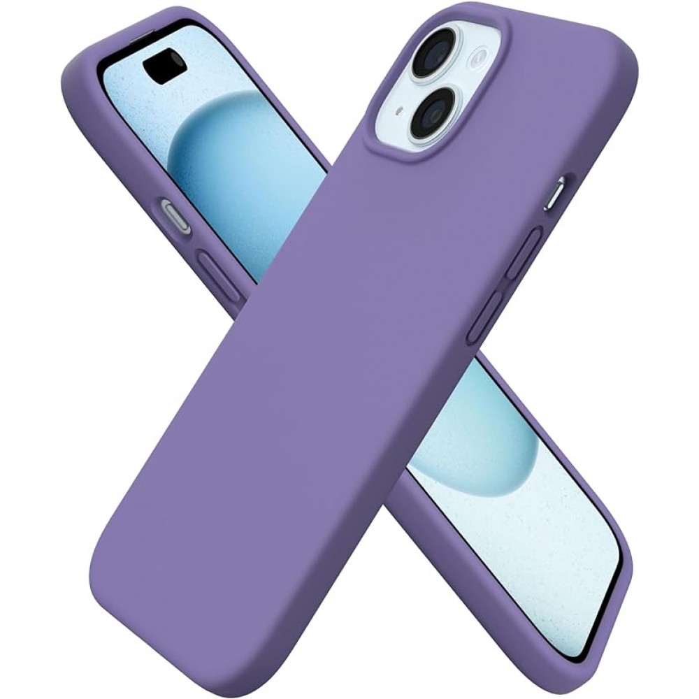 360 Slim Liquid Silicone Phone 15 Case-Purple