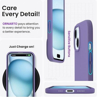 360 Slim Liquid Silicone Phone 15 Case-Purple