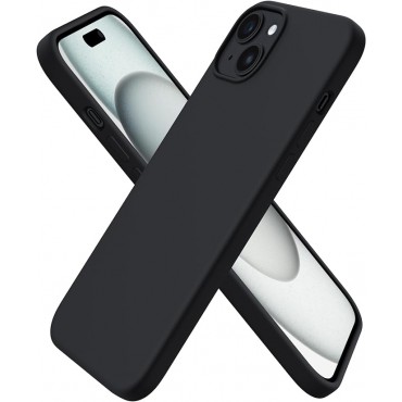 360 Slim Liquid Silicone Phone 15 Case -Black
