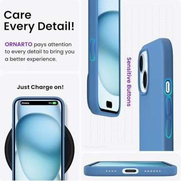 360 Slim Liquid Silicone Phone 15 Case-Blue