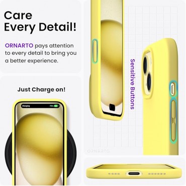 360 Slim Liquid Silicone Phone 15 Case-Yellow