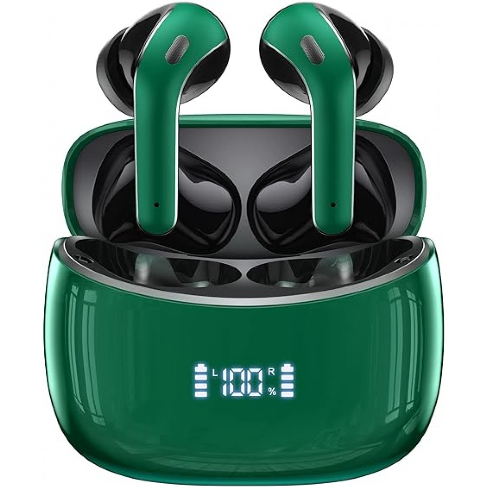 Bluetooth Wireless Charging Case Earbuds-Green（Appearance scratches microblemishes）