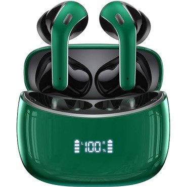 Bluetooth Wireless Charging Case Earbuds-Green（Appearance scratches microblemishes）