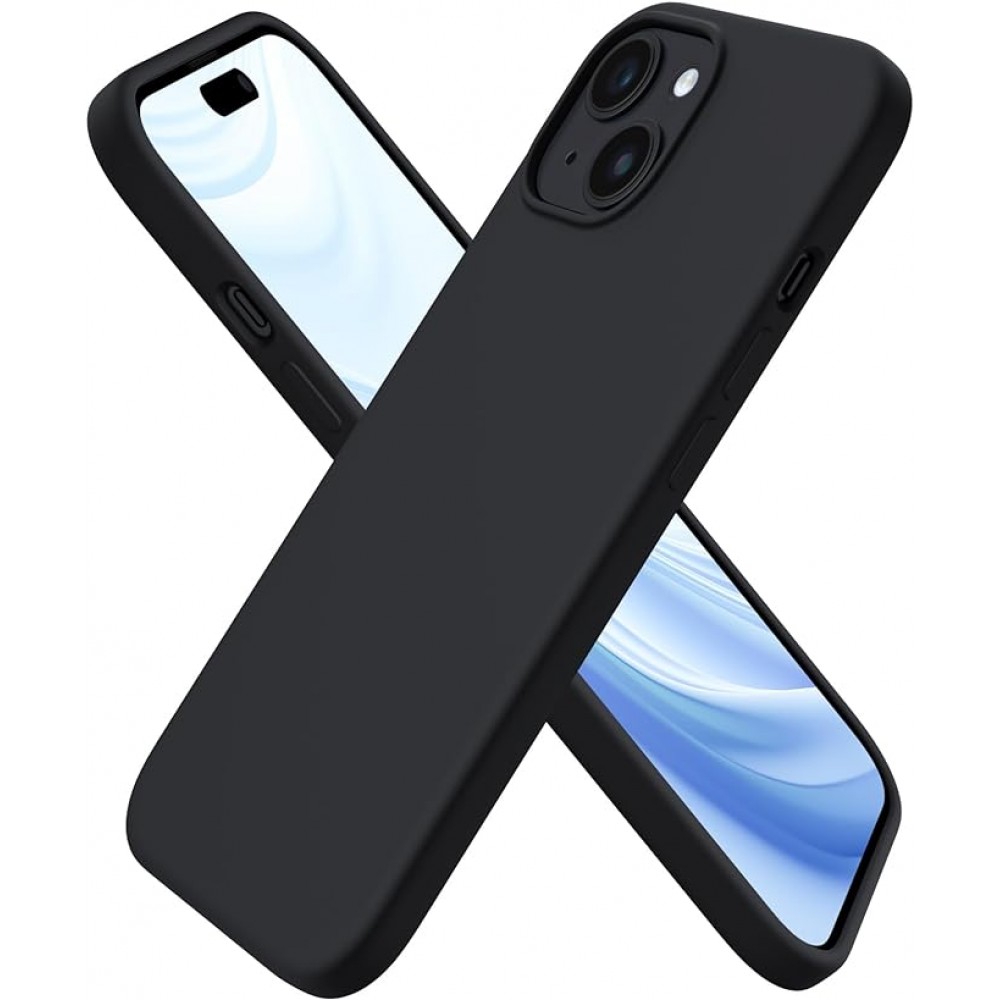 360 Slim Liquid Silicone Phone 15 Case -Lining Black