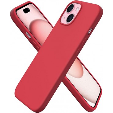 360 Slim Liquid Silicone Phone 15 Case-Red