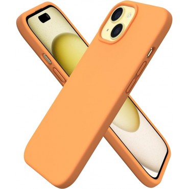 360 Slim Liquid Silicone Phone 15 Case -Papaya