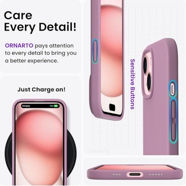 360 Slim Liquid Silicone Phone 15 Case-Lilac Purple