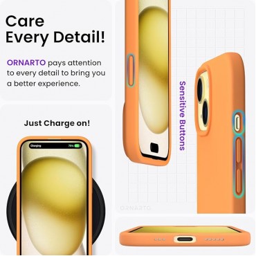 360 Slim Liquid Silicone Phone 15 Case -Papaya