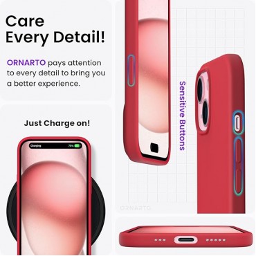 360 Slim Liquid Silicone Phone 15 Case-Red