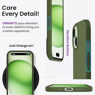 360 Slim Liquid Silicone Phone 15 Case -Cedar Green
