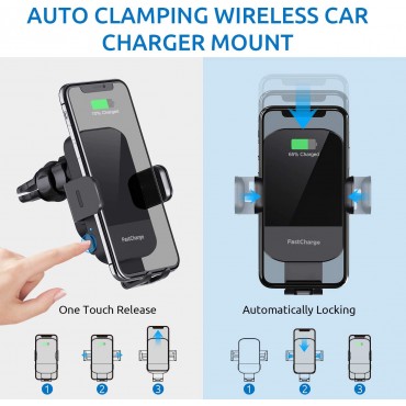 Auto Clamping Car Charger Phone Mount