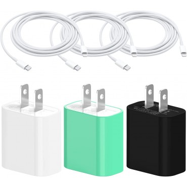 3 Pack  Phone Charger 20W PD USB C