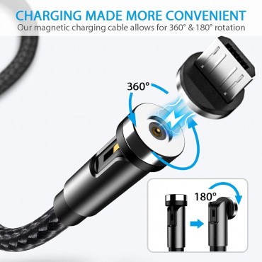 540° Rotating Magnetic Phone Charger Cable (Black)