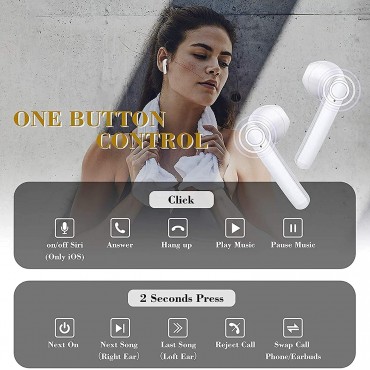 Bluetooth Wireless Earbuds - White 5