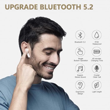 Bluetooth Wireless Earbuds - White 5