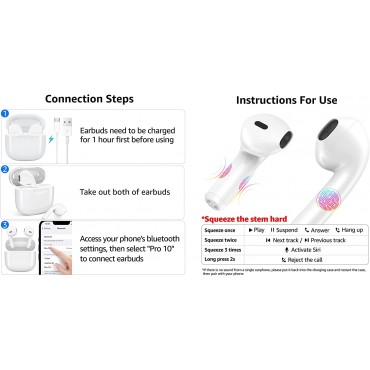 Bluetooth Wireless Earbuds - White 3