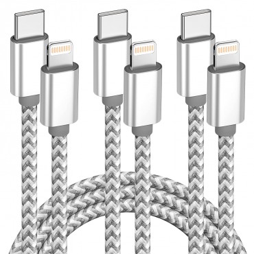 USB C to Lightning Cable 3Pack 6 FT Certified